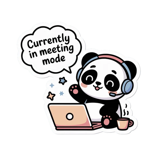 Cute Panda Meeting Mode Laptop Vinyl Sticker