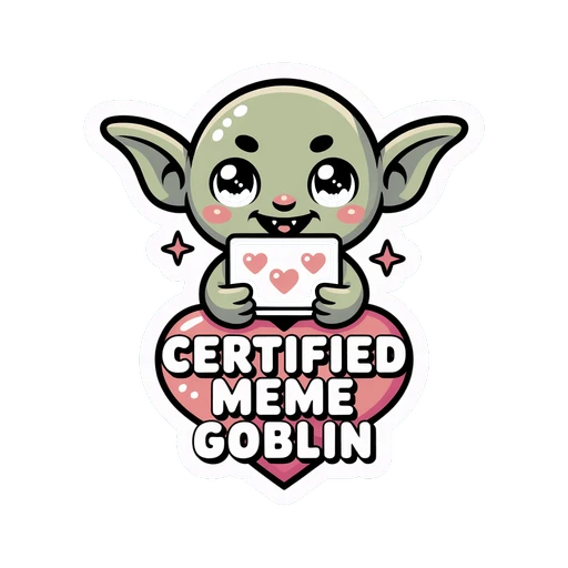 Certified Meme Goblin Cute Heart Vinyl Sticker