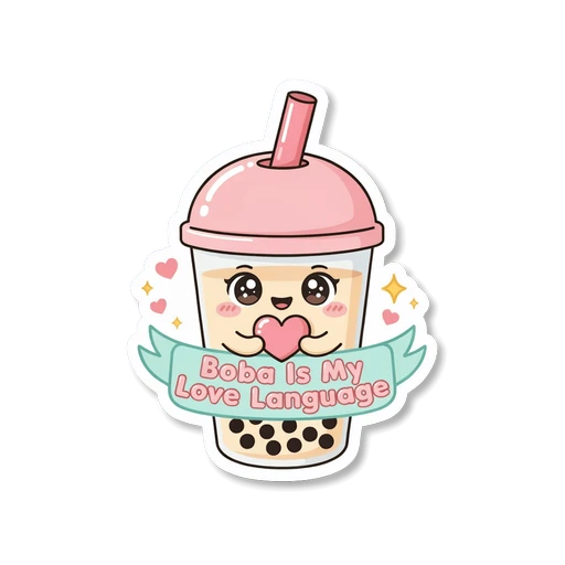 Cute Boba Is My Love Language Vinyl Sticker