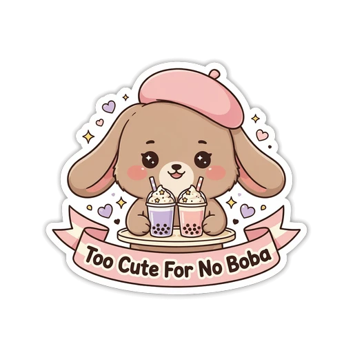 Cute Bunny With Boba Tea Kawaii Vinyl Sticker