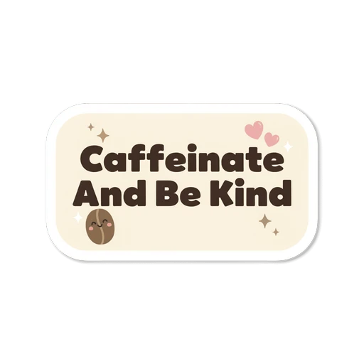 Caffeinate And Be Kind Coffee Quote Sticker