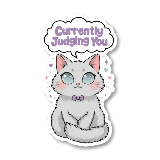 Cute Judging Cat With Speech Bubble Vinyl Sticker