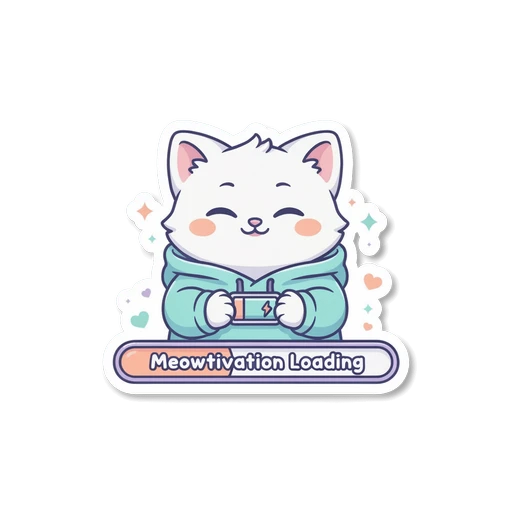 Cute Meowtivation Loading Cat Hoodie Vinyl Sticker