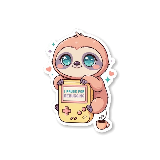 Cute Sloth Debugging Gamer Vinyl Sticker