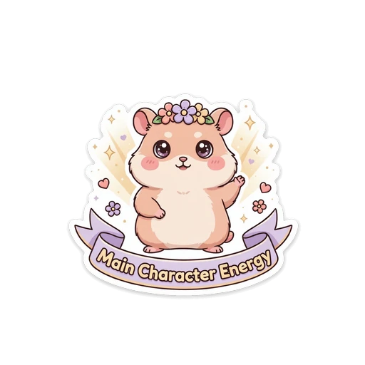 Cute Kawaii Hamster Main Character Energy Sticker