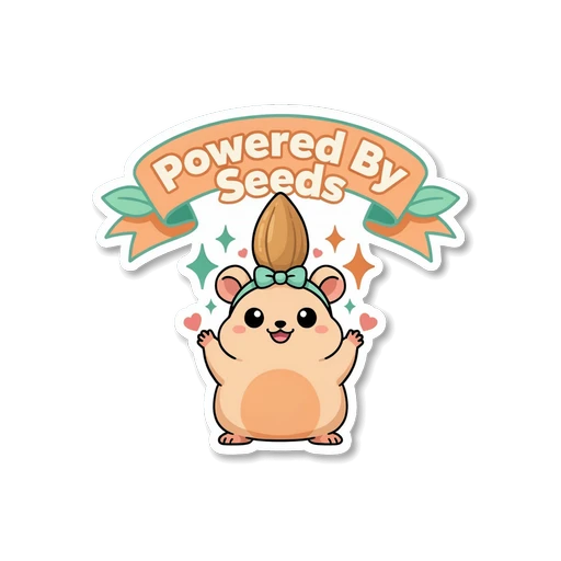 Cute Powered By Seeds Hamster Vinyl Sticker