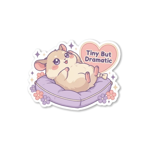 Cute Tiny But Dramatic Hamster Pillow Sticker