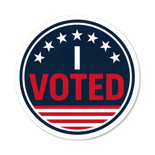 I Voted Patriotic Circle Election Sticker