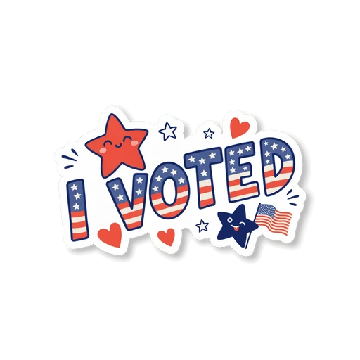 Patriotic I Voted Cute Stars Vinyl Sticker