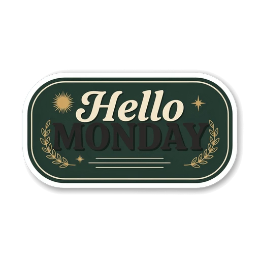 Hello Monday Vintage Typography Vinyl Sticker
