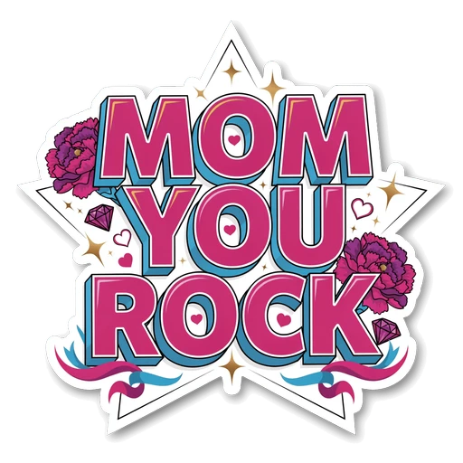 Mom You Rock Retro Sticker