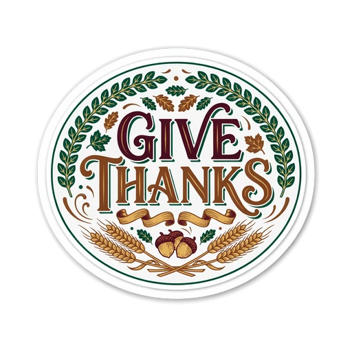 Give Thanks Autumn Harvest Sticker