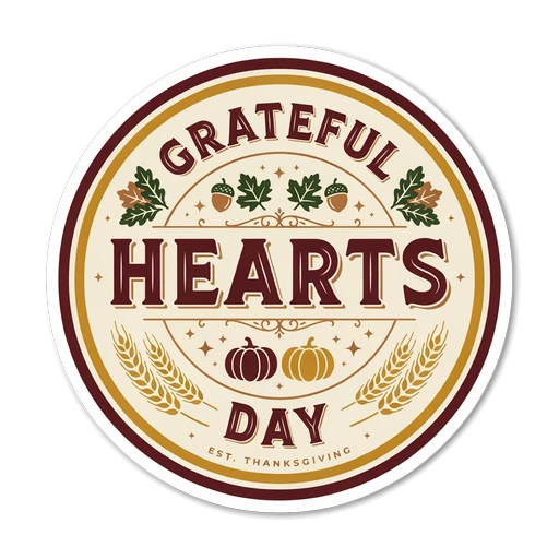 Grateful Hearts Day Thanksgiving Vinyl Sticker