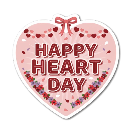 Cute Valentine Heart Sticker - Happy Heart Day Pink Vinyl Decal