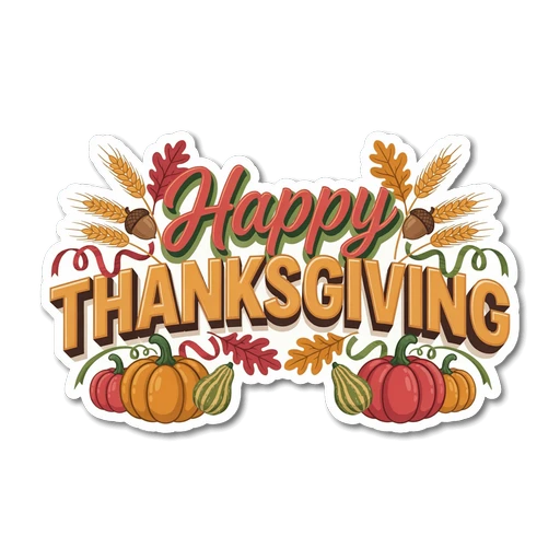 Happy Thanksgiving Autumn Harvest Sticker