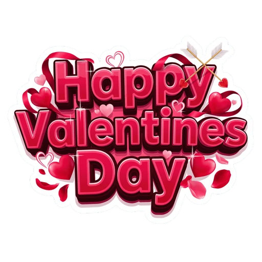 Happy Valentines Day 3D Hearts Vinyl Sticker