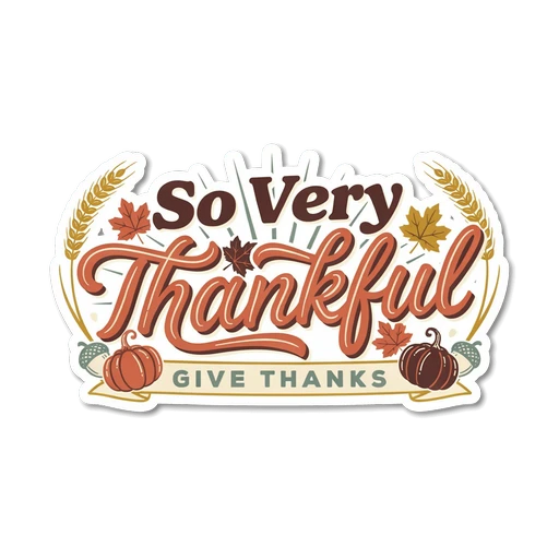 Thankful Thanksgiving Pumpkin Autumn Quote Sticker