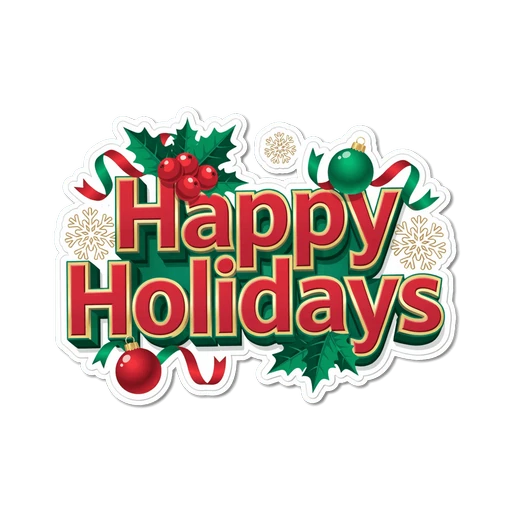 Happy Holidays Holly Christmas Vinyl Sticker