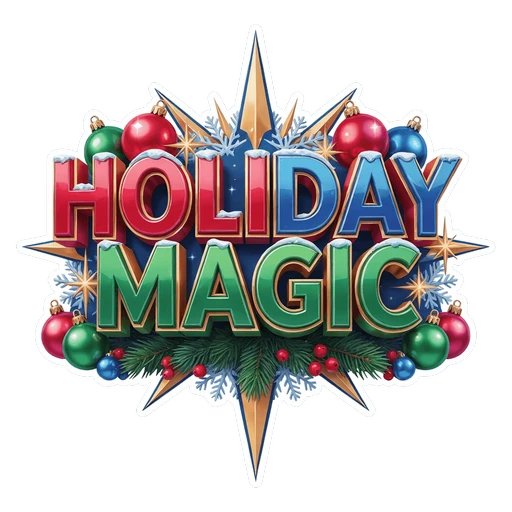 Holiday Magic Christmas Starburst Ornament Sticker