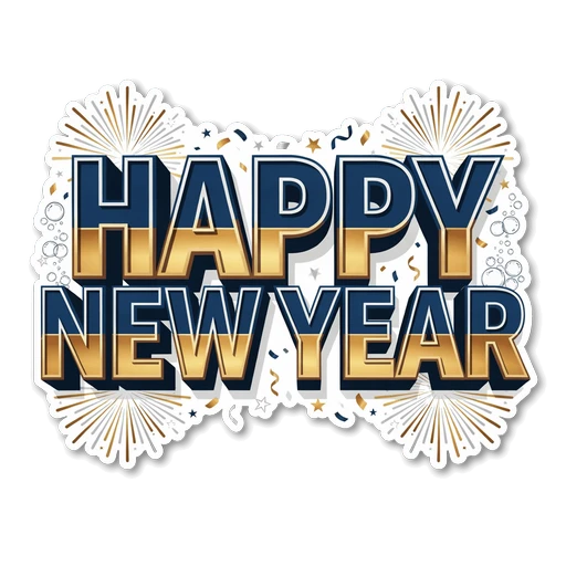 Happy New Year Fireworks Celebration Sticker