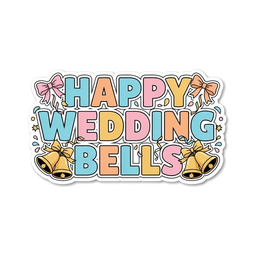 Happy Wedding Bells Pastel Celebration Sticker