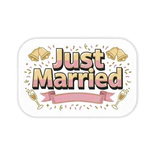 Just Married Wedding Celebration Vinyl Sticker