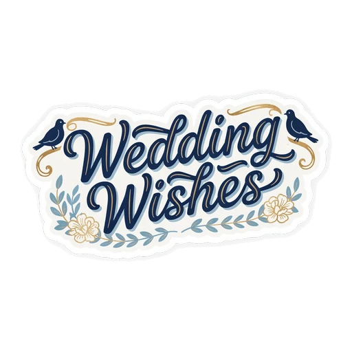 Wedding Wishes Floral Script Vinyl Sticker