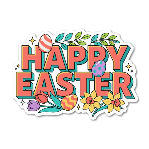 Happy Easter Floral Egg Vinyl Sticker