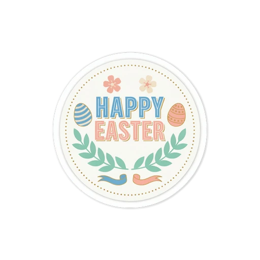 Happy Easter Badge Pastel Egg Floral Vinyl Sticker