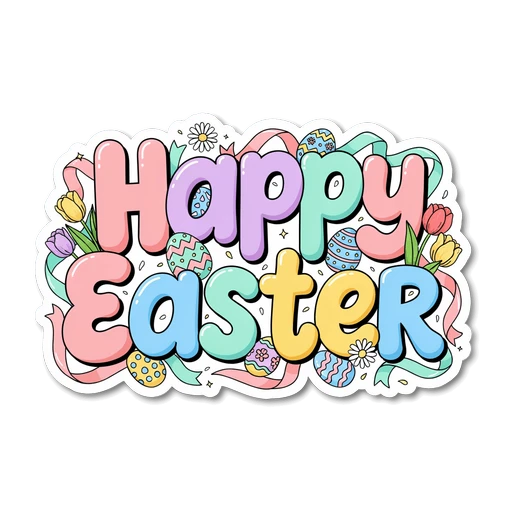 Pastel Happy Easter Vinyl Sticker