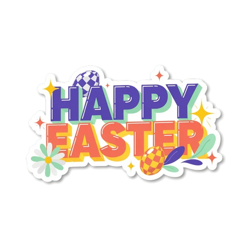 Happy Easter Retro 3D Vinyl Sticker