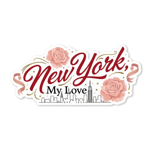New York My Love Floral Skyline Vinyl Sticker