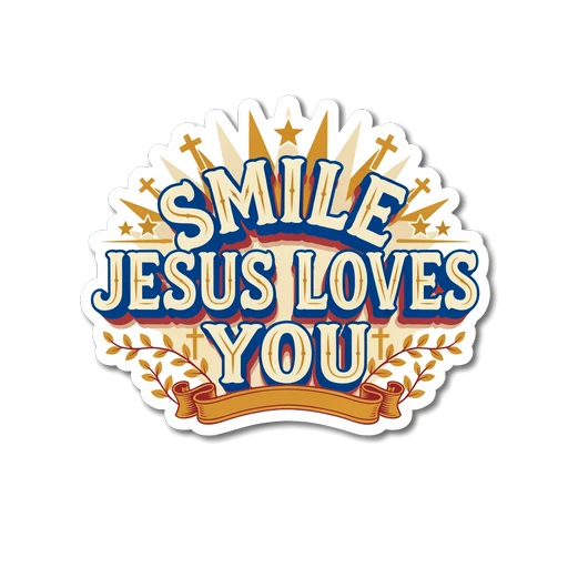 Smile Jesus Loves You Retro Christian Vinyl Sticker
