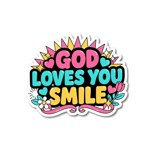 God Loves You Sticker - Cute Retro Christian Vinyl Decal