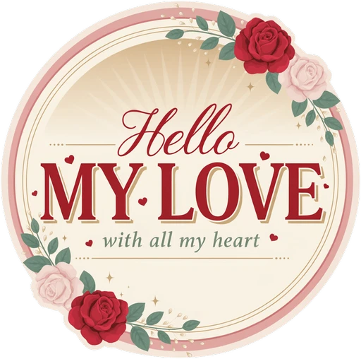 Hello My Love Romantic Floral Vinyl Sticker
