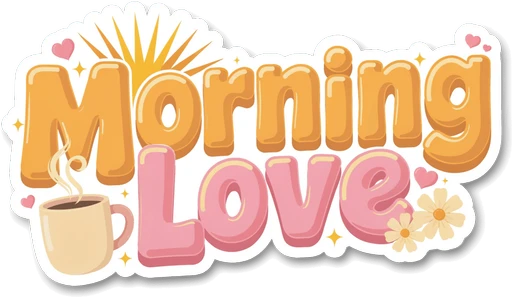 Good Morning Sticker - Morning Love Coffee Vinyl Sticker