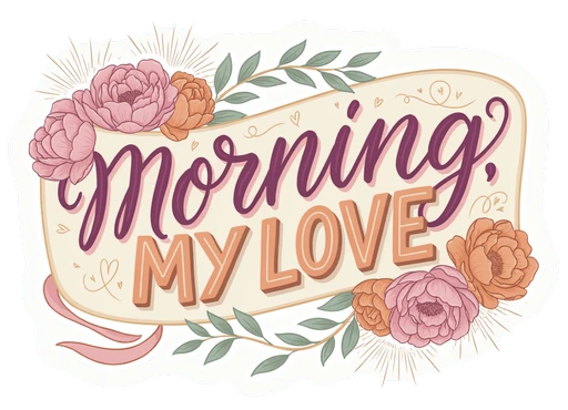 Morning My Love Floral Vinyl Sticker