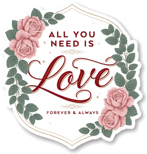 All You Need Is Love Floral Vinyl Sticker