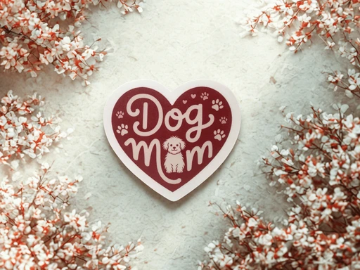 Heart-Shaped Dog Mom Vinyl Sticker