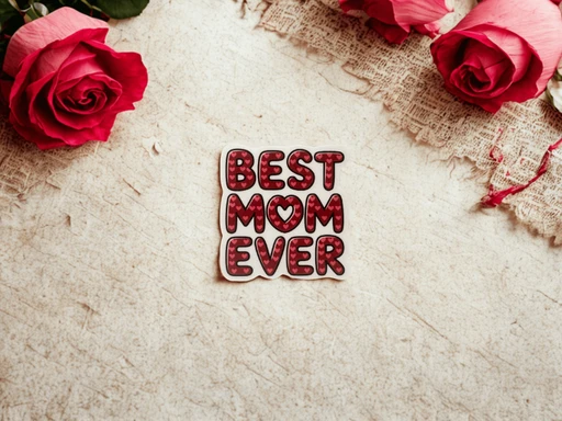 Best Mom Ever Heart Pattern Vinyl Sticker