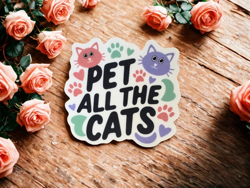 Pet All The Cats Cute Cat Lover Vinyl Sticker