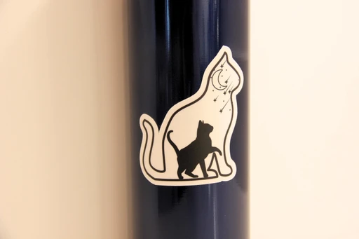 Mystical Cat Sticker with Black Cat, Moon & Stars
