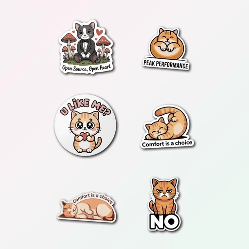 6 Cute Cat Sticker Pack
