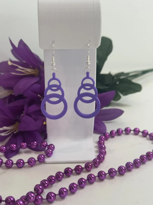 Triple Circle Drop Earrings, Lightweight Geometric Jewelry